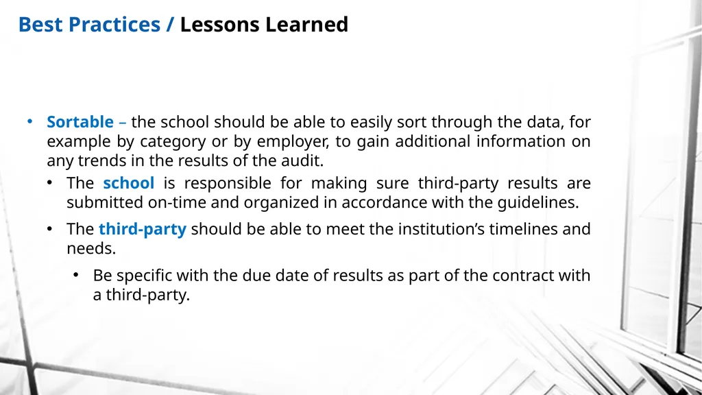 Best Practices: Independent Third-Party - slide 40 of 54