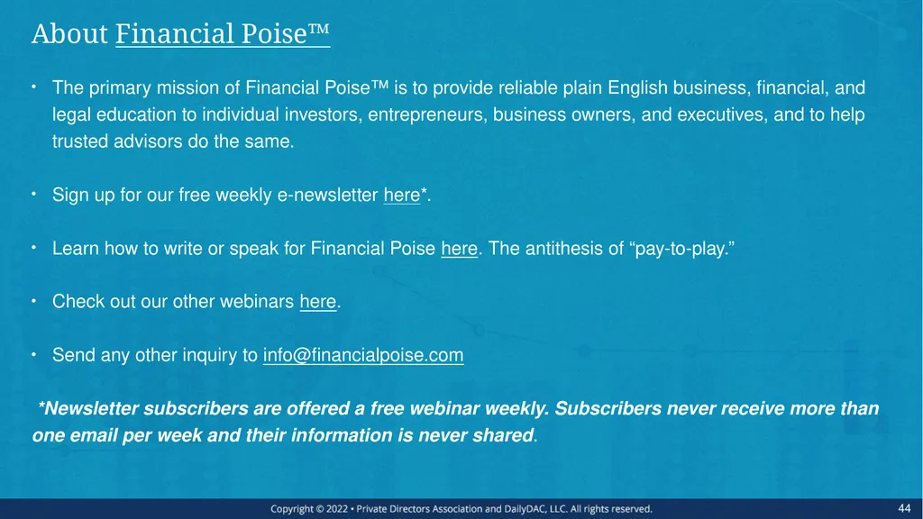 Bare Bone Board Basics - for the Private Company - slide 44 of 45