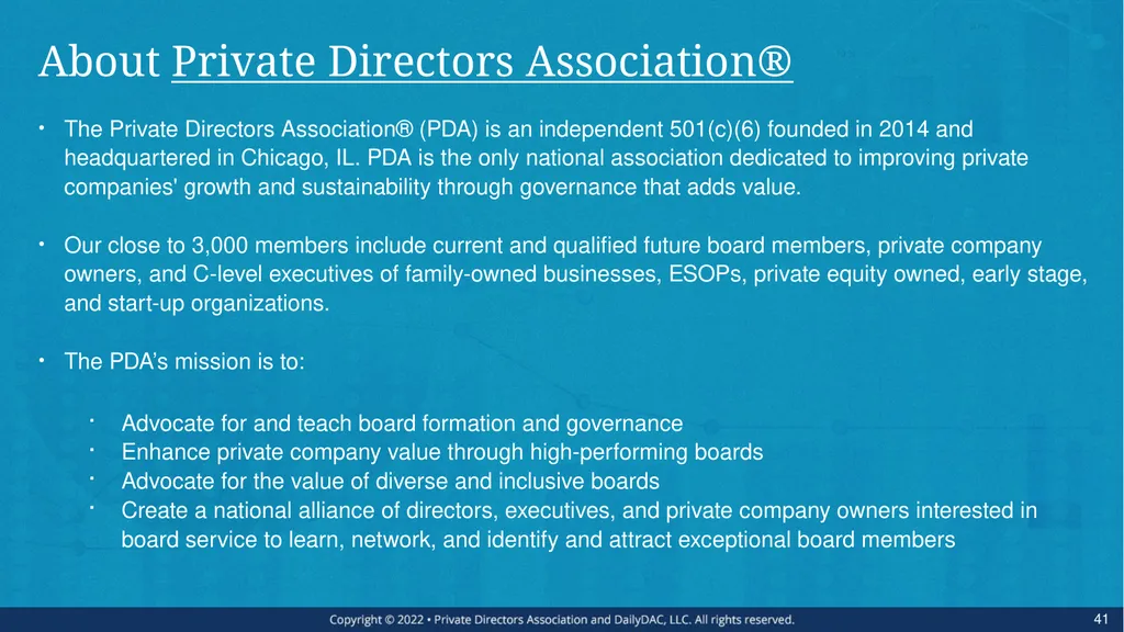 Bare Bone Board Basics - for the Private Company - slide 41 of 45