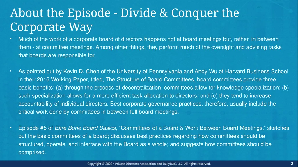 Bare Bone Board Basics - for the Private Company - slide 2 of 45