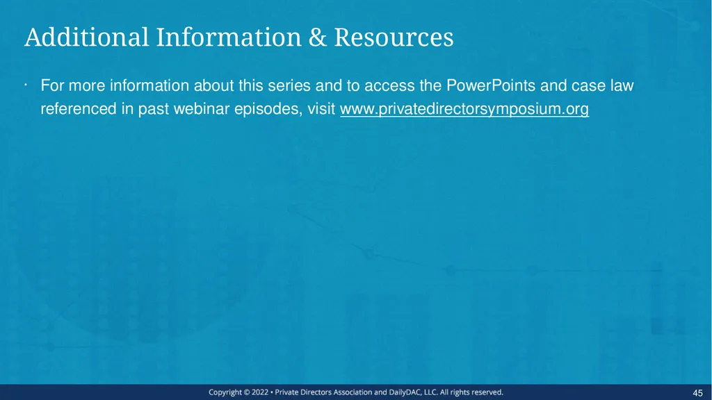 Bare Bone Board Basics - for the Private Company - slide 45 of 45
