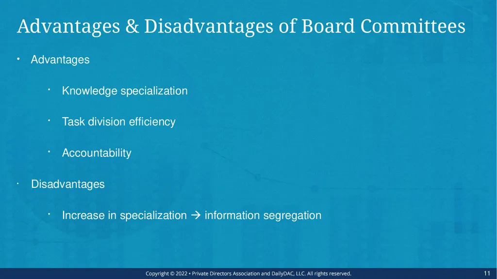 Bare Bone Board Basics - for the Private Company - slide 11 of 45