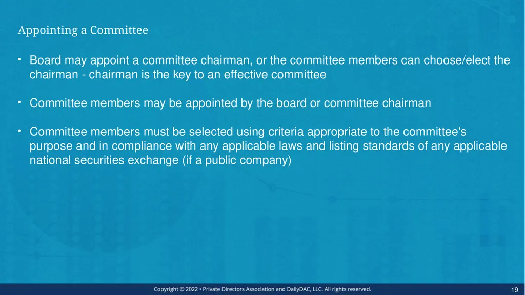 Bare Bone Board Basics - for the Private Company - slide 19 of 45