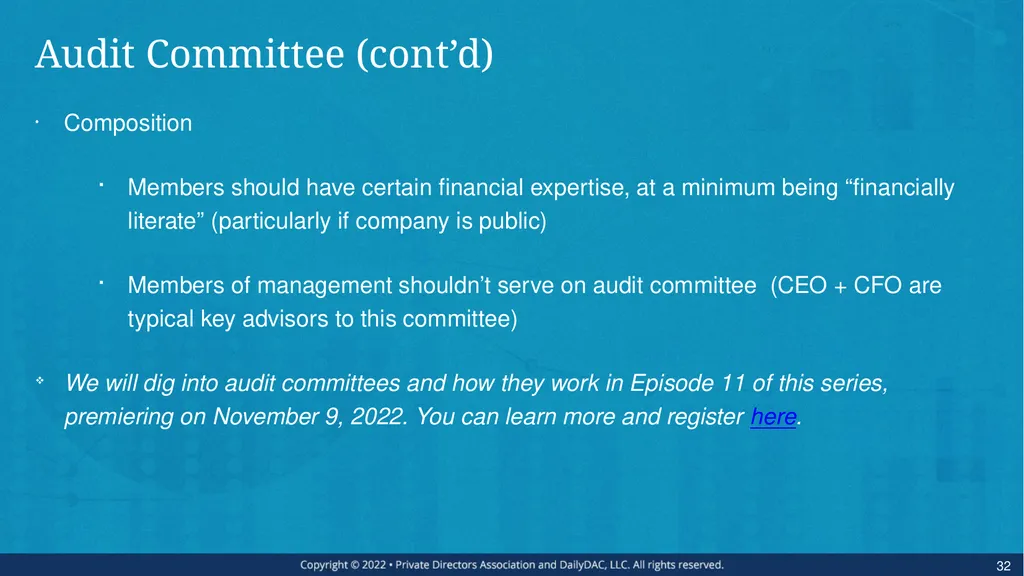 Bare Bone Board Basics - for the Private Company - slide 32 of 45
