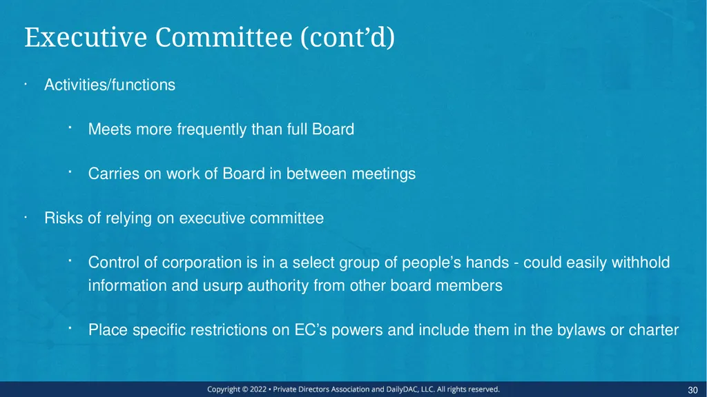 Bare Bone Board Basics - for the Private Company - slide 30 of 45