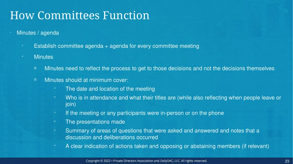 Bare Bone Board Basics - for the Private Company - slide 23 of 45