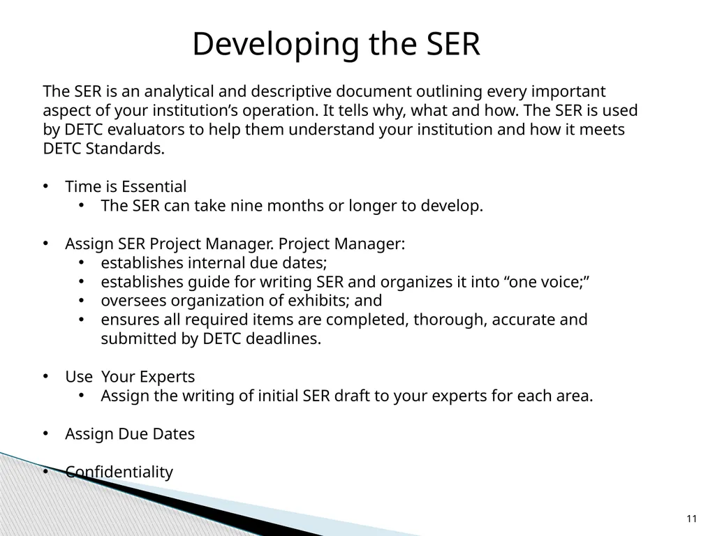 Navigating DETC Accreditation DETC's Fall Workshop - slide 11 of 19