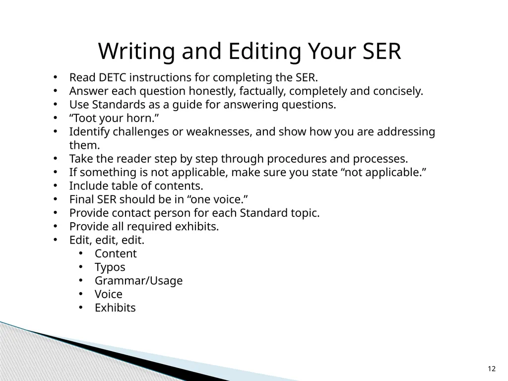 Navigating DETC Accreditation DETC's Fall Workshop - slide 12 of 19