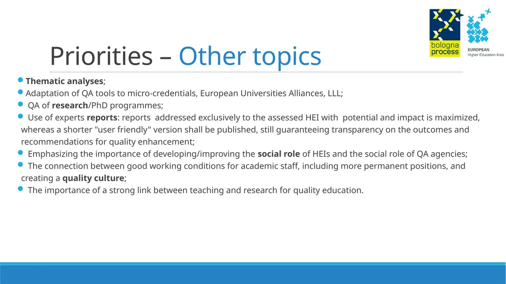 Thematic Peer Group C on Quality Assurance - slide 22 of 26