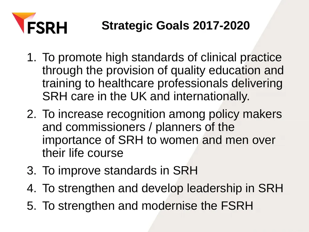 FSRH update WOS RT meeting December 5th 2017 - slide 4 of 18