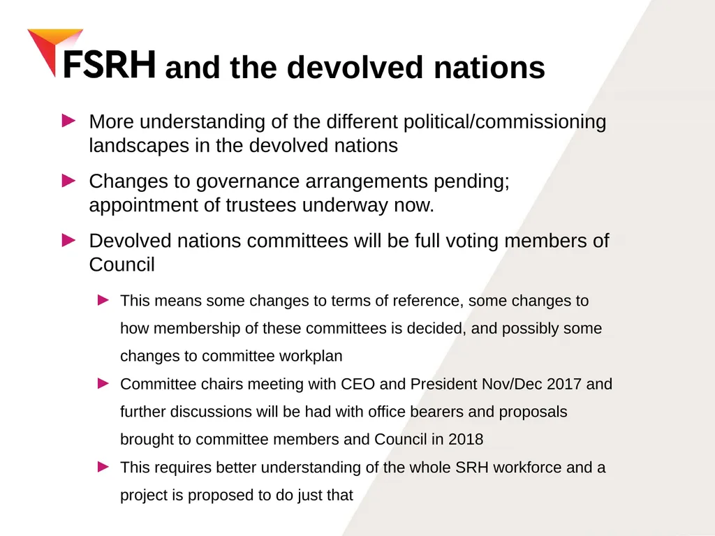 FSRH update WOS RT meeting December 5th 2017 - slide 11 of 18