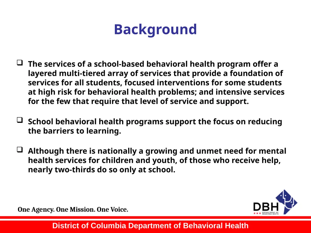 RFA Title: School-Based Behavioral Health Services - slide 5 of 41