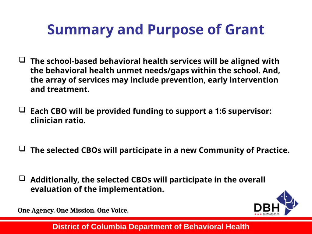 RFA Title: School-Based Behavioral Health Services - slide 4 of 41