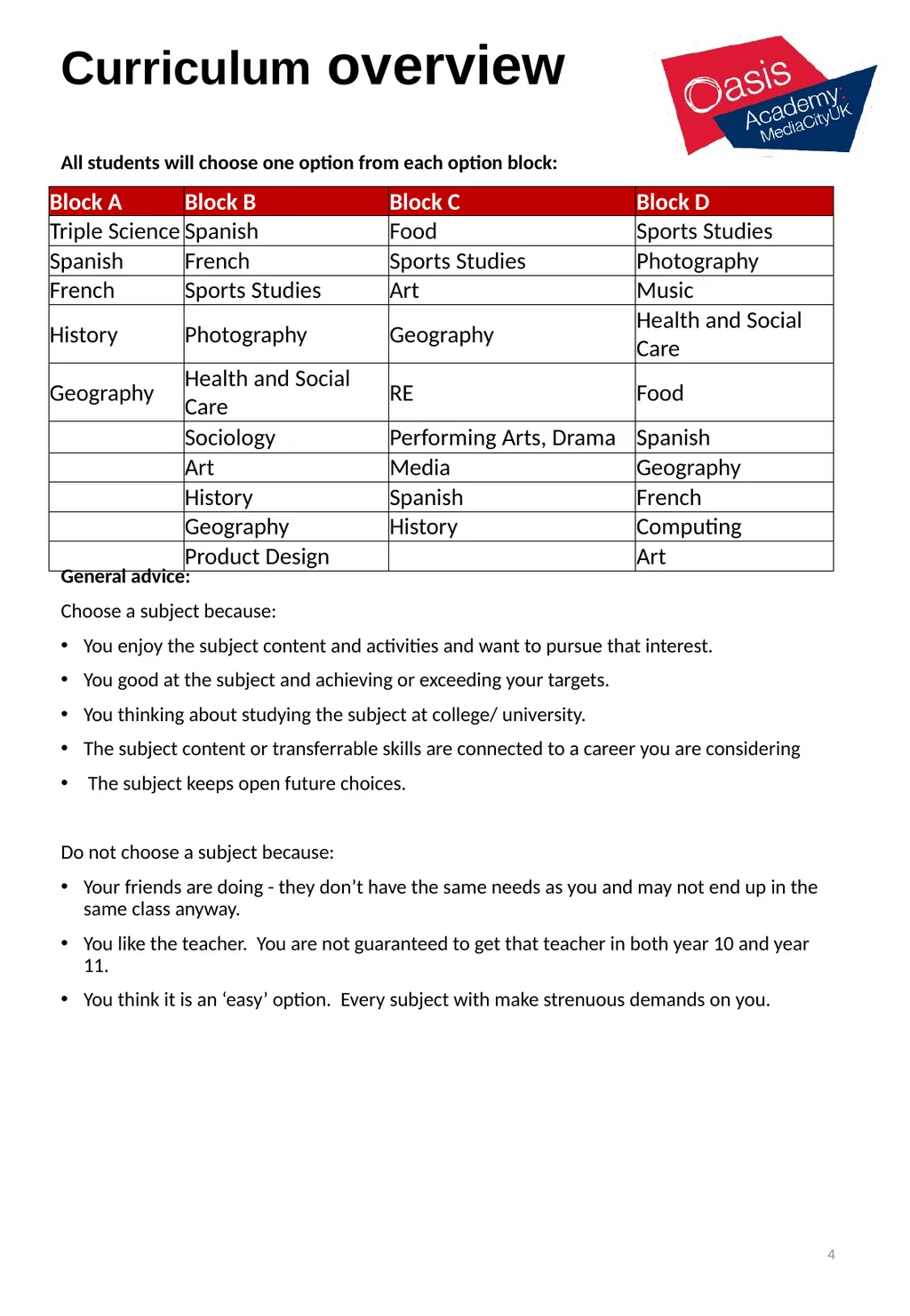 Options Booklet 2023-2024 1 2 A curriculum - slide 4 of 22