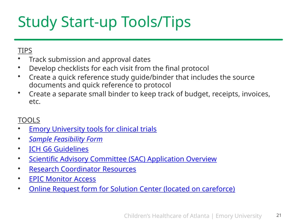 Study Start-Up and Implementation PEARLS December - slide 21 of 26
