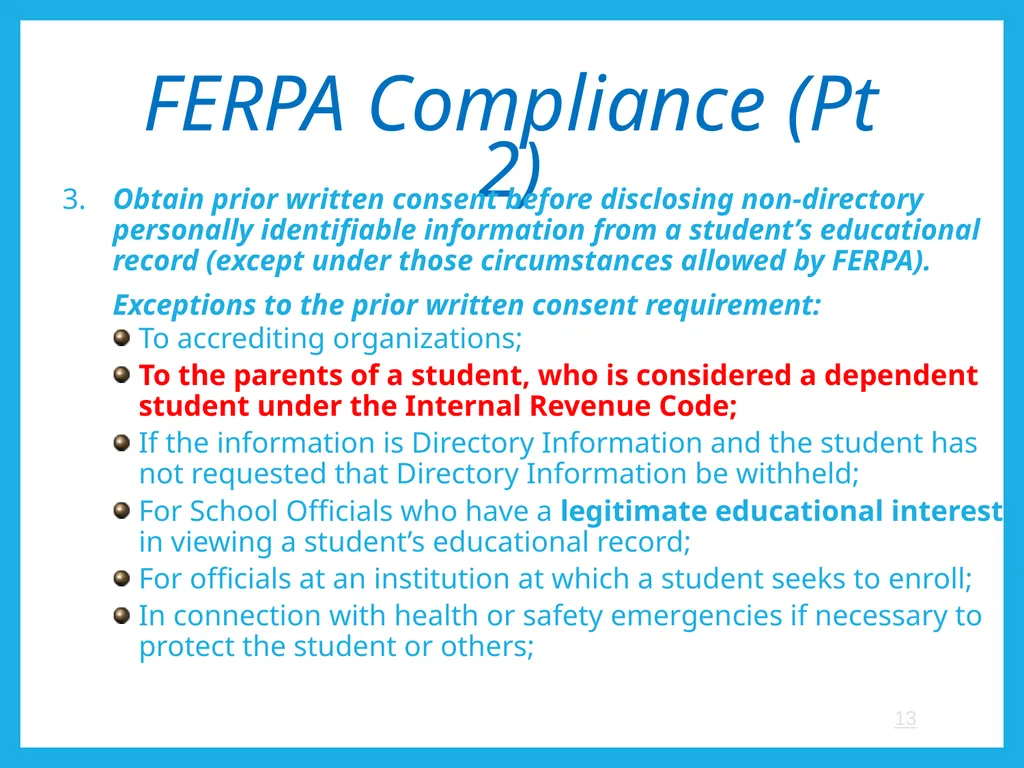 FERPA and Educational Records: What Every Employee - slide 13 of 33
