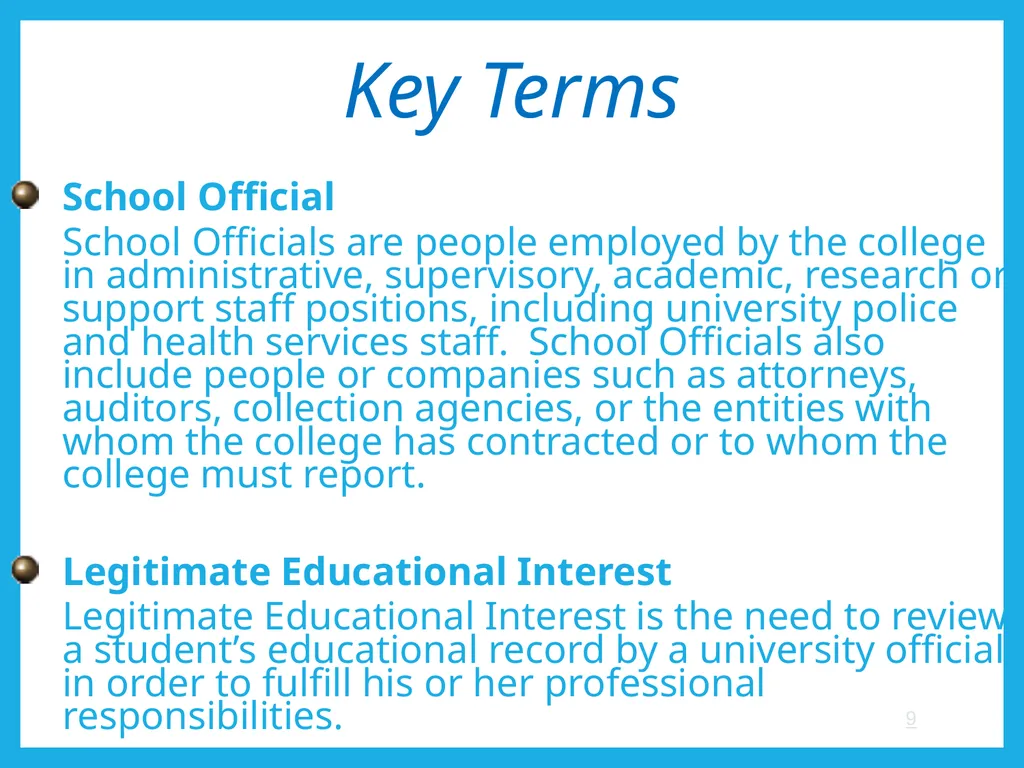 FERPA and Educational Records: What Every Employee - slide 9 of 33