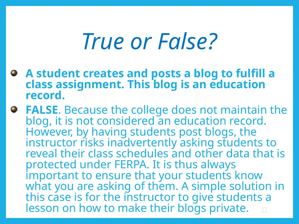 FERPA and Educational Records: What Every Employee - slide 17 of 33