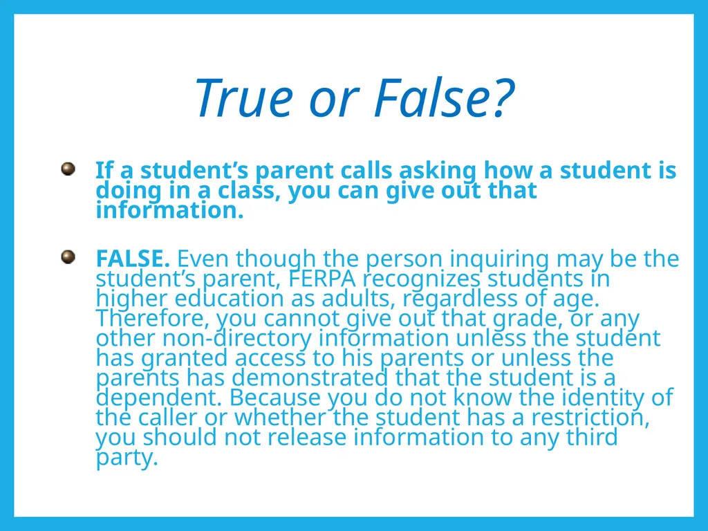 FERPA and Educational Records: What Every Employee - slide 22 of 33