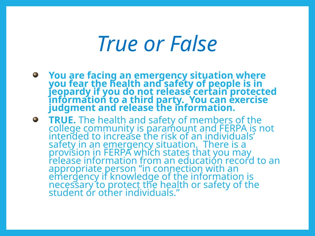 FERPA and Educational Records: What Every Employee - slide 31 of 33