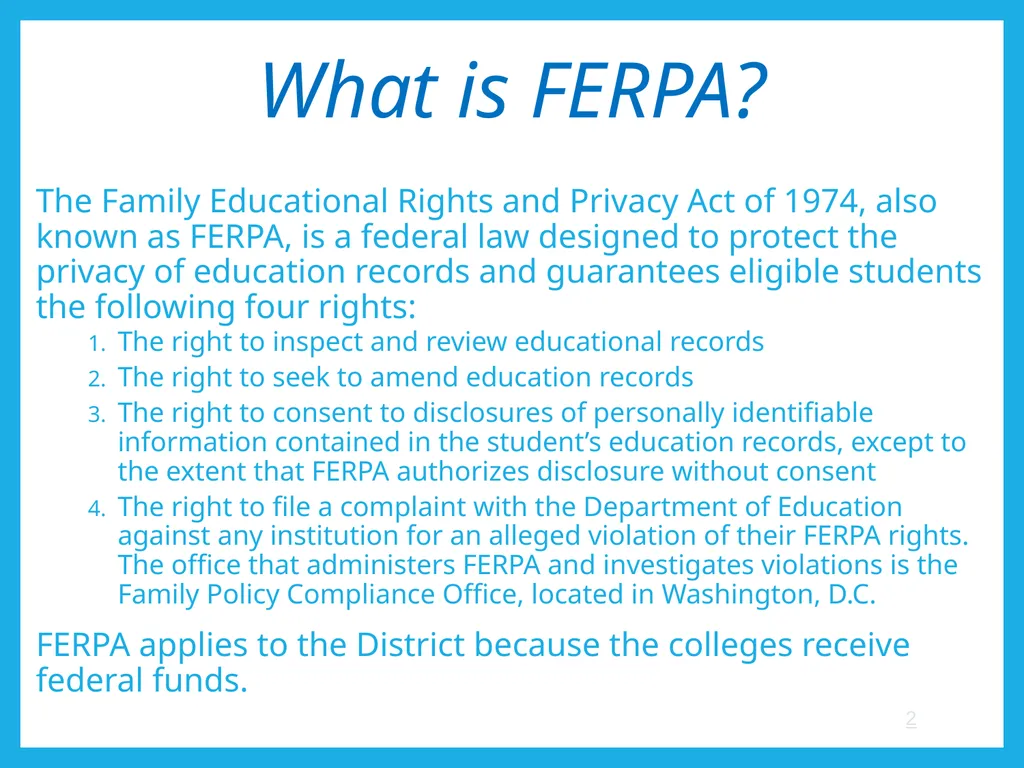 FERPA and Educational Records: What Every Employee - slide 2 of 33