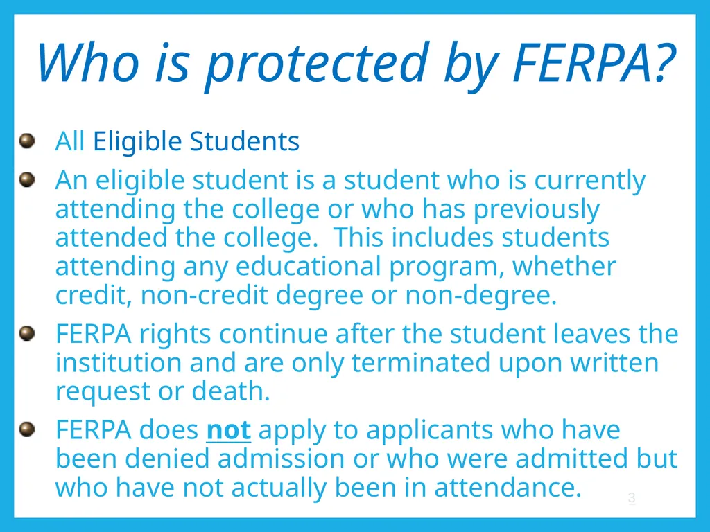 FERPA and Educational Records: What Every Employee - slide 3 of 33