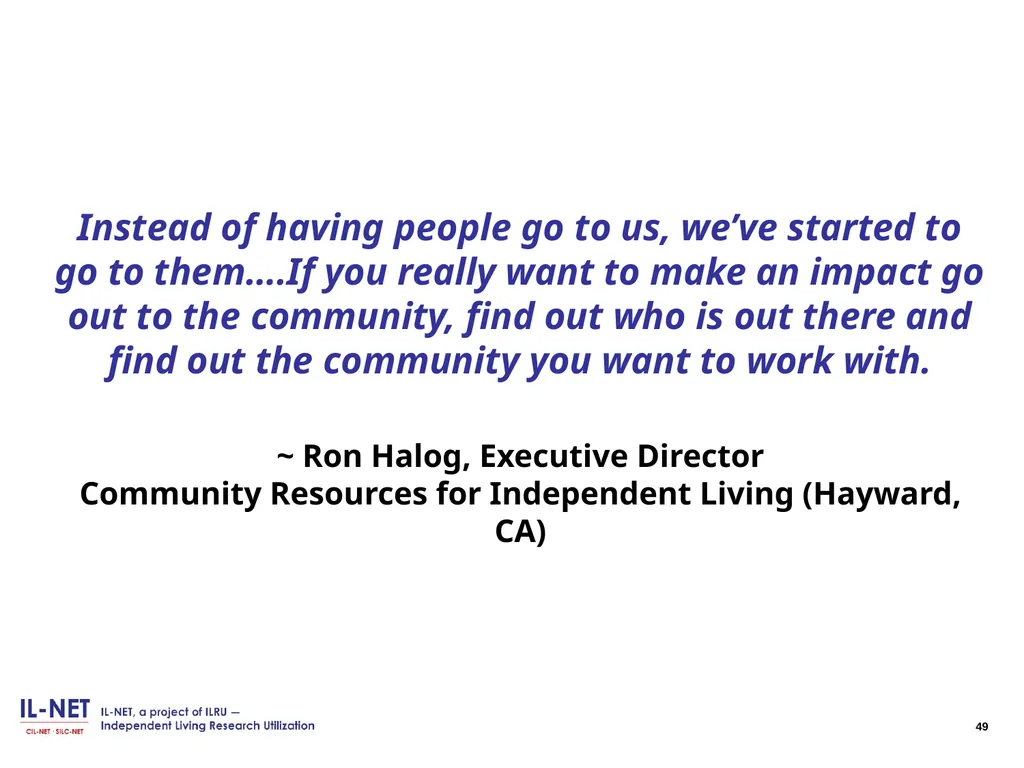 Independent Living Research Utilization Susan - slide 49 of 60