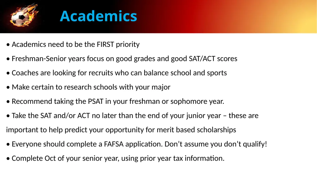 College Recruiting Amelia Island Soccer Agenda - slide 14 of 20