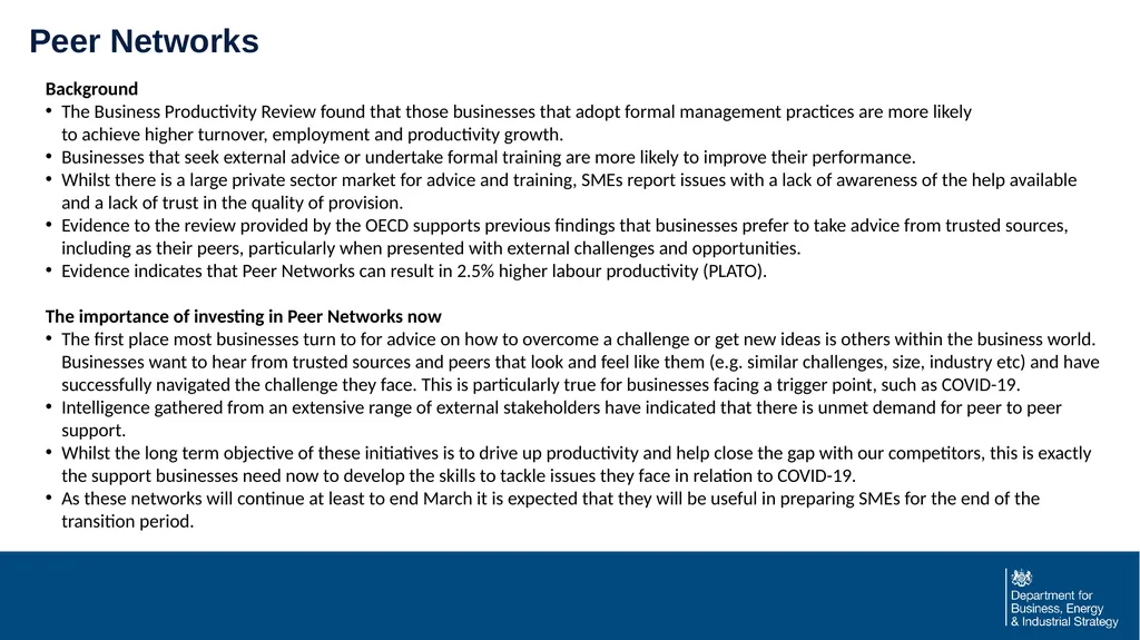 Peer Networks to support SME recovery from - slide 2 of 8