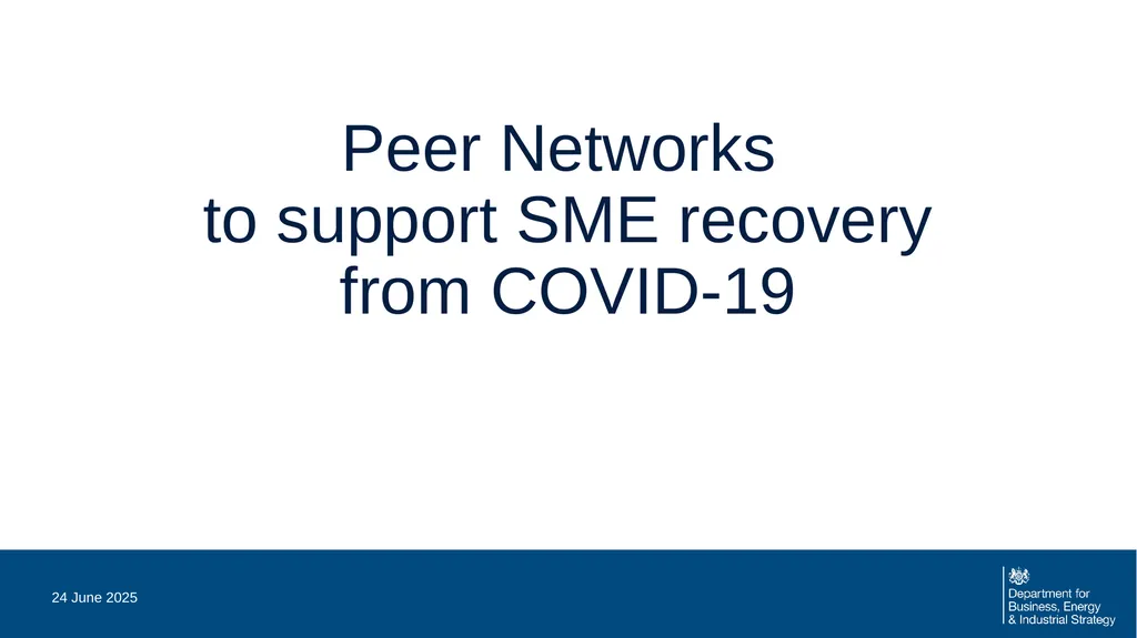Peer Networks to support SME recovery from