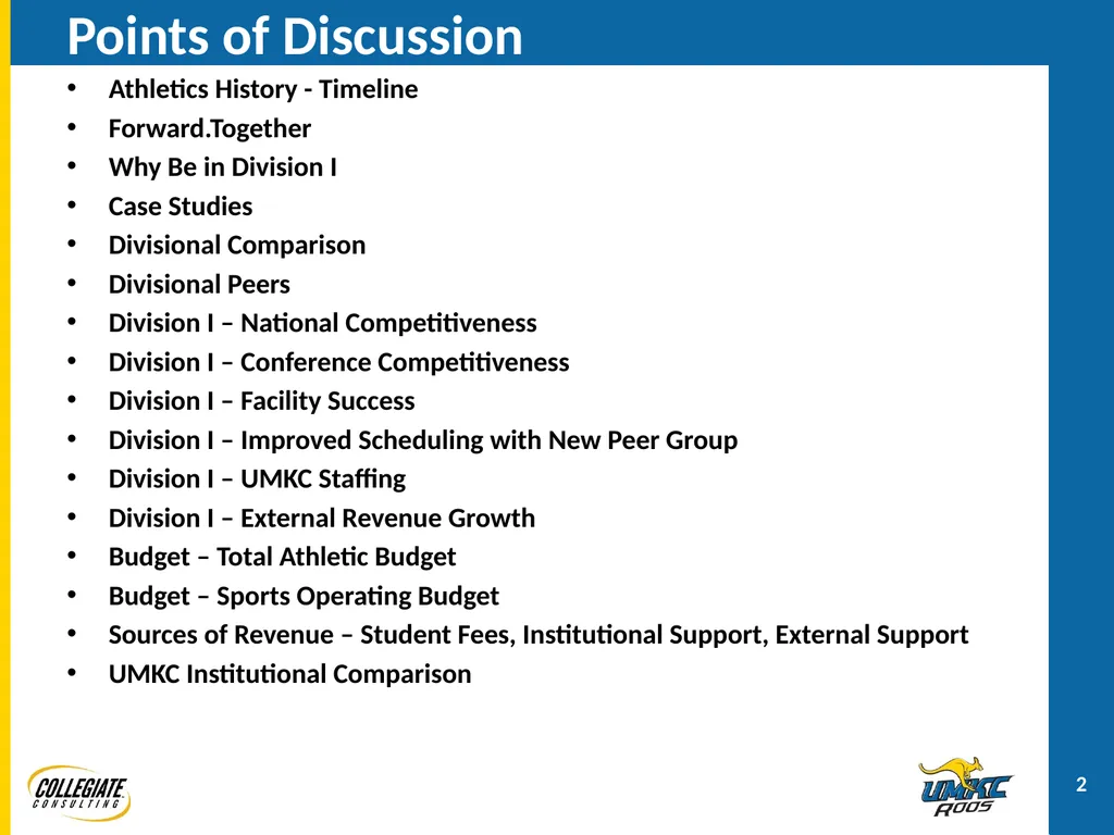 UMKC ATHLETICS PRESENTATION December 2, 2011 - slide 2 of 47