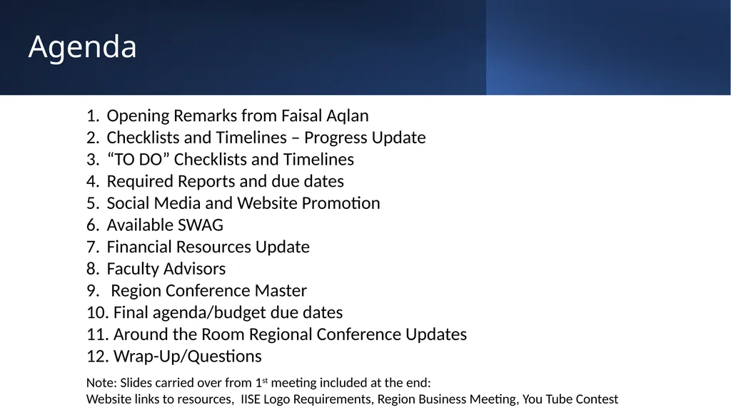 Welcome! University Regional Conference Meeting - slide 2 of 19