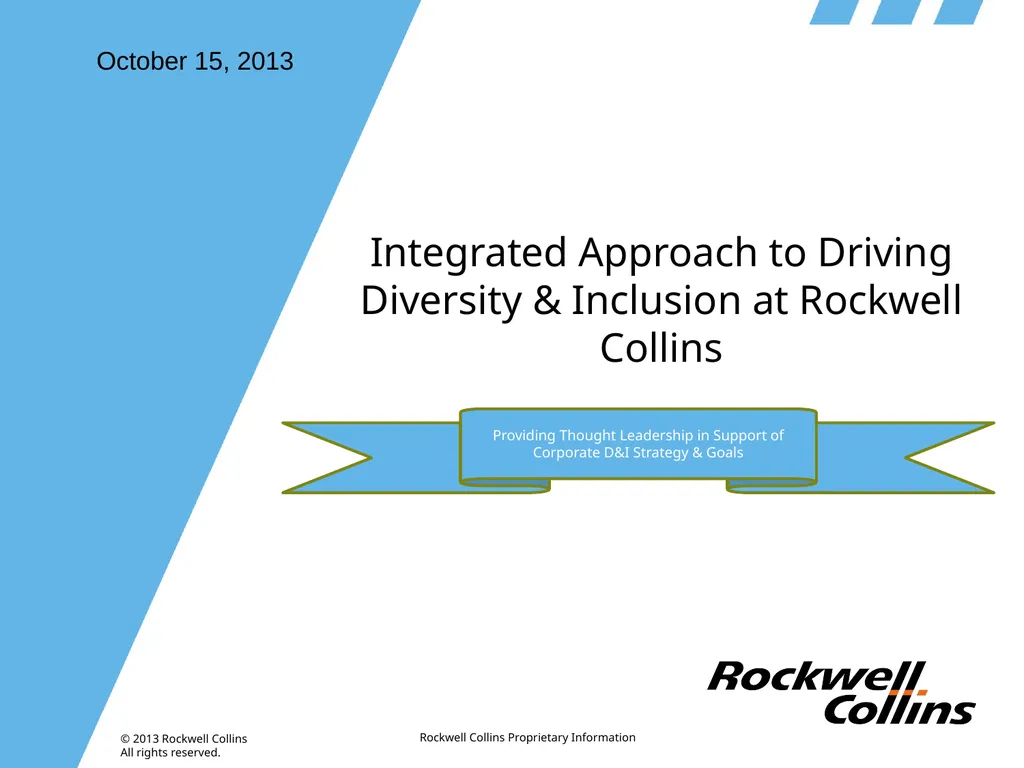 Integrated Approach to Driving Diversity & - slide 1 of 13