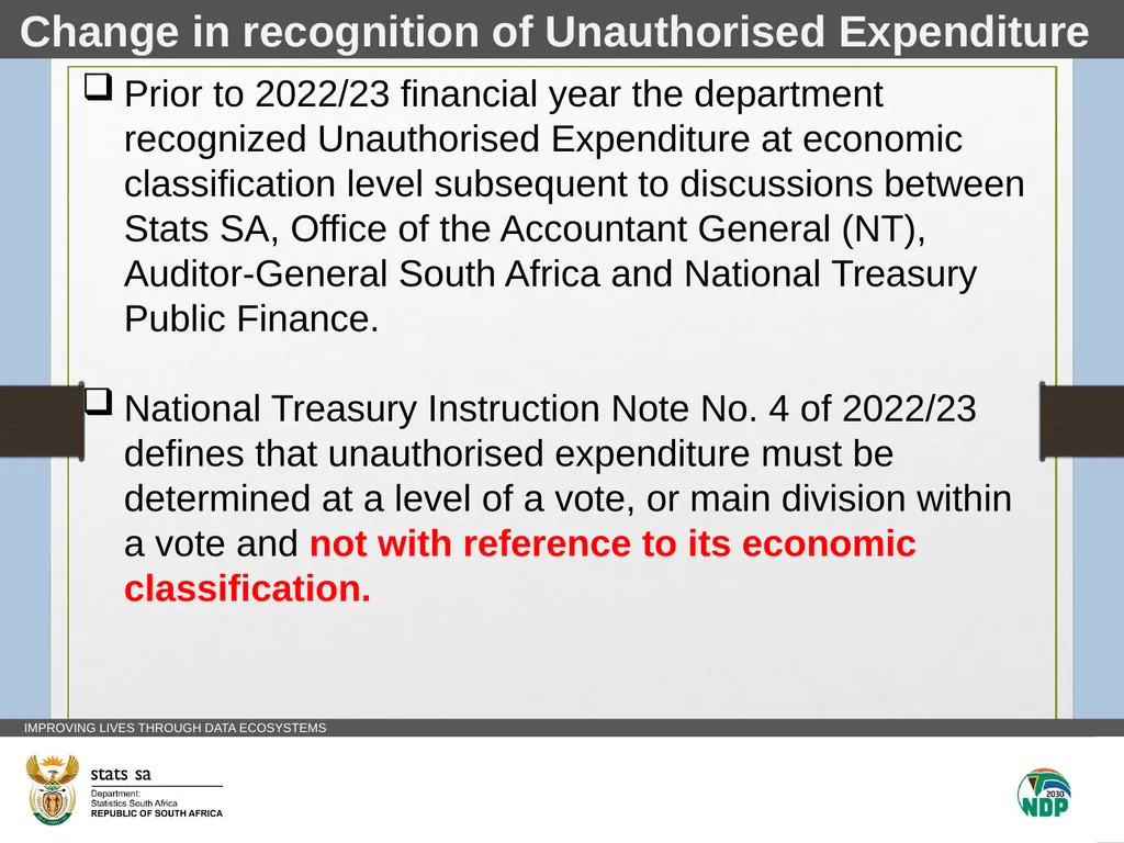 Statistics SA Vote 14 Unauthorised Expenditure - slide 7 of 17
