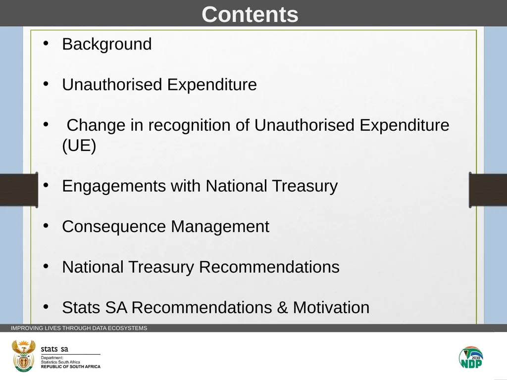 Statistics SA Vote 14 Unauthorised Expenditure - slide 2 of 17