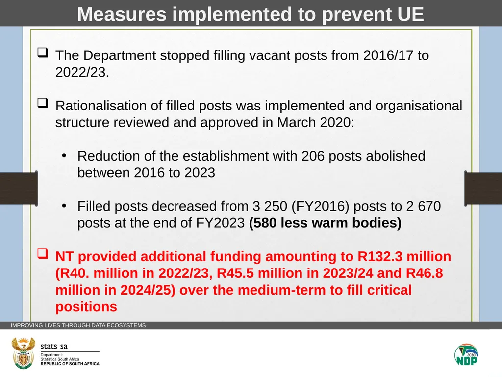 Statistics SA Vote 14 Unauthorised Expenditure - slide 9 of 17