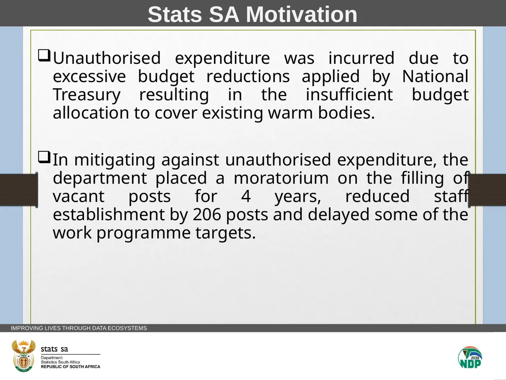 Statistics SA Vote 14 Unauthorised Expenditure - slide 15 of 17