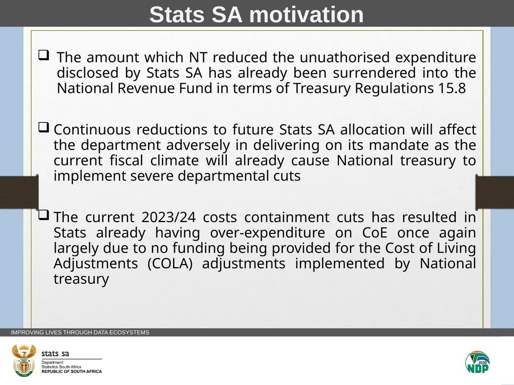 Statistics SA Vote 14 Unauthorised Expenditure - slide 16 of 17