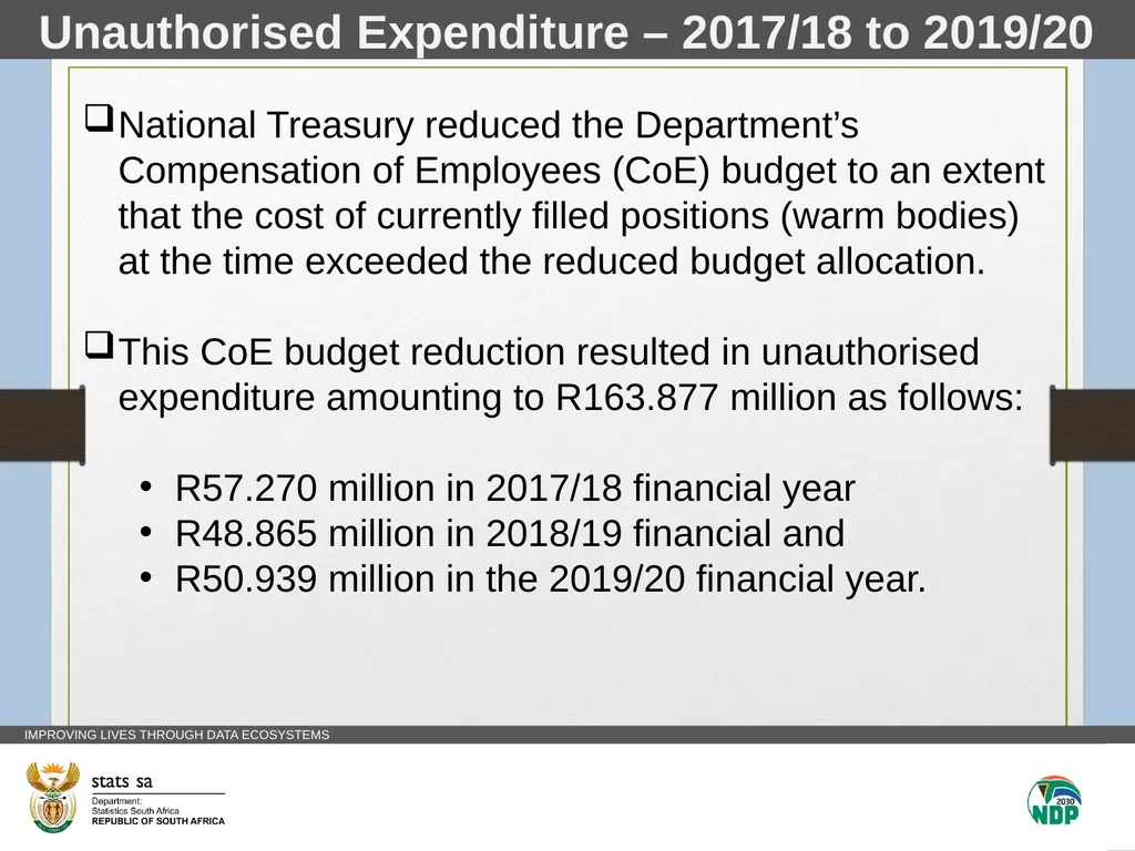 Statistics SA Vote 14 Unauthorised Expenditure - slide 5 of 17