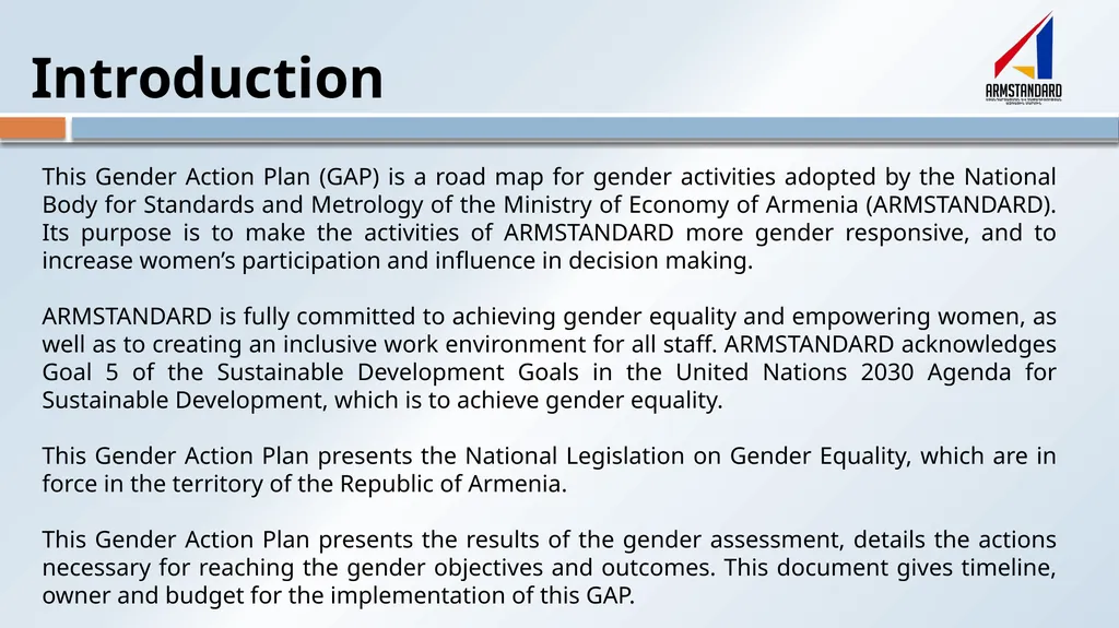 Gender Action Plan (GAP) National Body for - slide 2 of 12