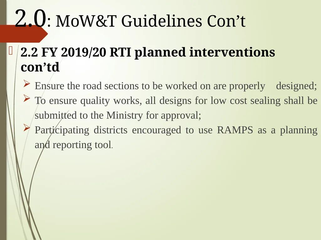 WORKS AND TRANSPORT SECTOR GUIDELINES FOR - slide 6 of 26