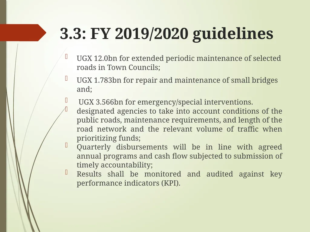 WORKS AND TRANSPORT SECTOR GUIDELINES FOR - slide 14 of 26