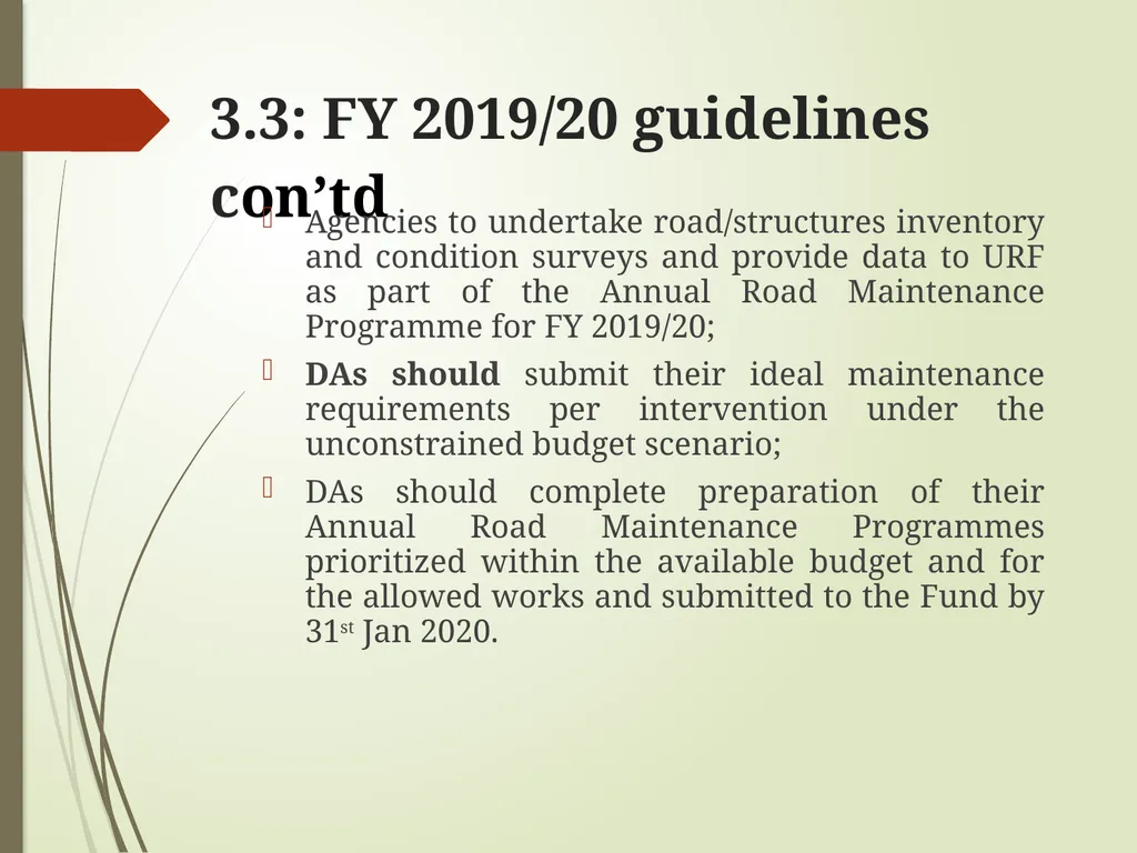 WORKS AND TRANSPORT SECTOR GUIDELINES FOR - slide 15 of 26