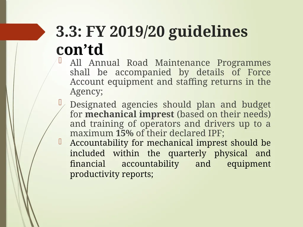 WORKS AND TRANSPORT SECTOR GUIDELINES FOR - slide 16 of 26