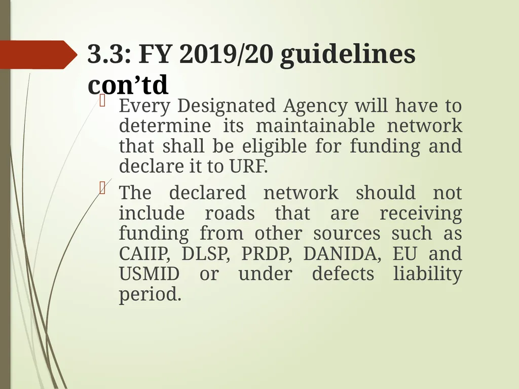 WORKS AND TRANSPORT SECTOR GUIDELINES FOR - slide 18 of 26