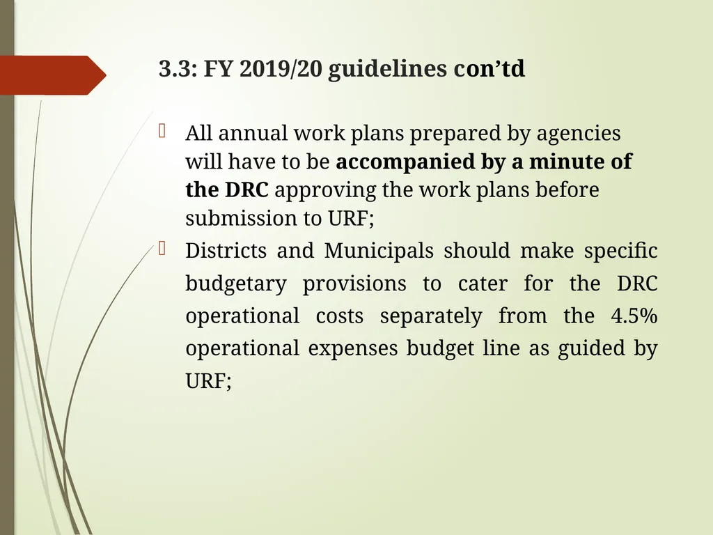 WORKS AND TRANSPORT SECTOR GUIDELINES FOR - slide 21 of 26