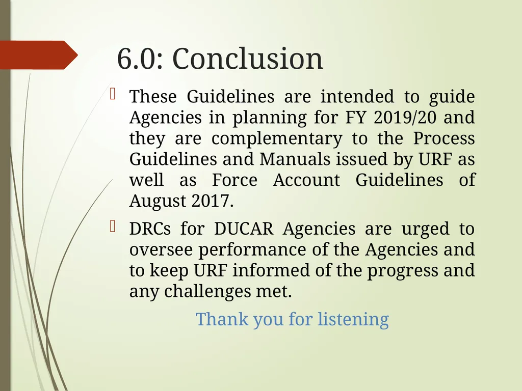 WORKS AND TRANSPORT SECTOR GUIDELINES FOR - slide 26 of 26
