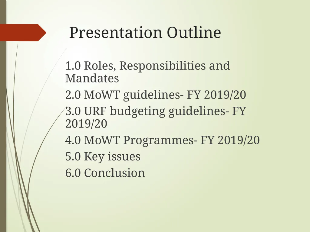 WORKS AND TRANSPORT SECTOR GUIDELINES FOR - slide 2 of 26