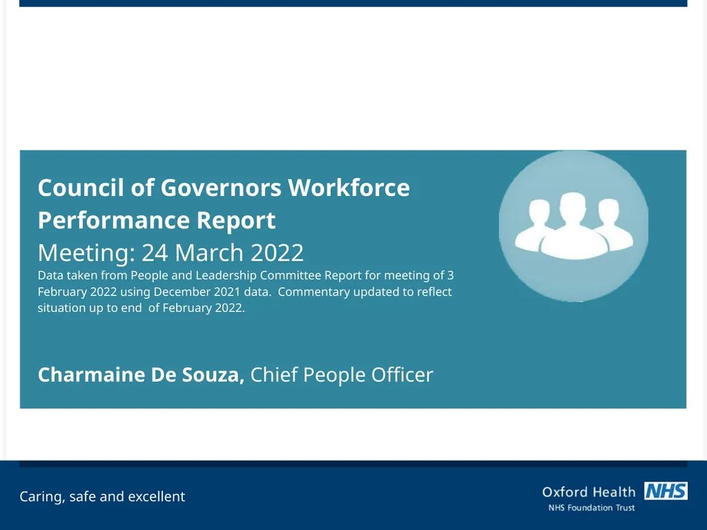 Council of Governors Workforce Performance Report - slide 1 of 11