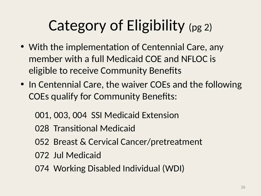 Self-Directed Community Benefits HSD/MAD/SDCB - slide 26 of 86